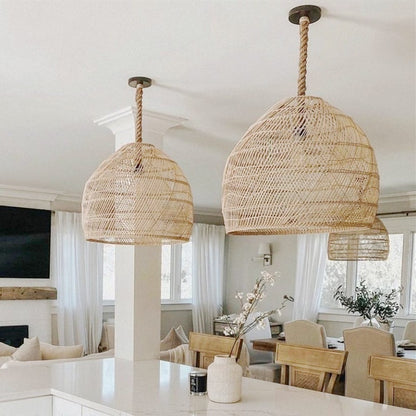 Nordic Rattan Pendant Light Living Room Hanging Lamp Shade-[Modern pendant lighting for bedroom and living space]-Demolights UK