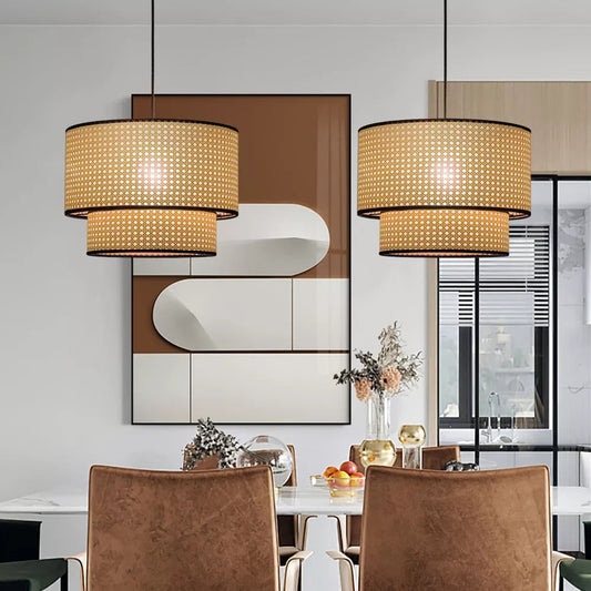 Design Handmade Rattan Hanging Light Pendant Lamp Shade-[Modern pendant lighting for bedroom and living space]-Demolights UK