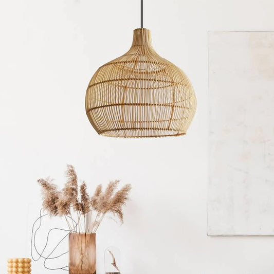 Country Rattan Woven Pendant Light For Dinning Room-[Modern pendant lighting for bedroom and living space]-Demolights UK