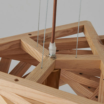 Nordic Style Retro Wood Chandelier Restaurant Lamp