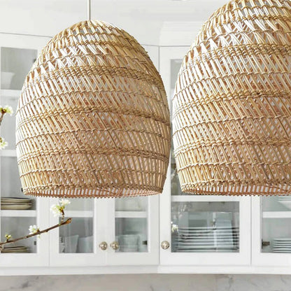 DemoLights Rattan Pendant Lampshade – Wicker Woven Hanging Light